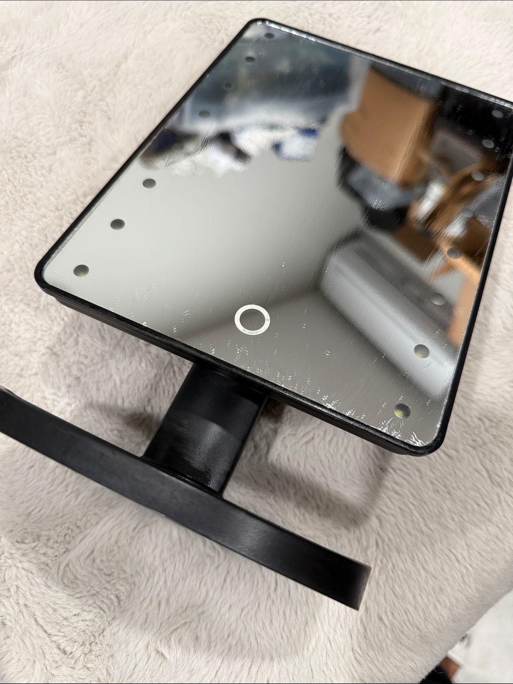 Black LED Lighted Vanity Mirror with Touch Ring - Portable Makeup Mirror